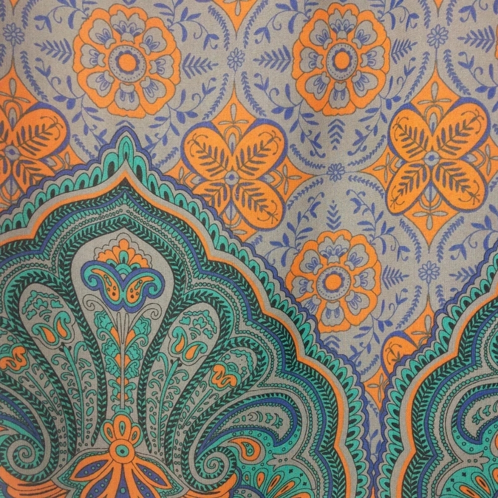 CABI arabesque orange Blue Brown Moroccan print spaghetti strap blouse cami  XS - Picture 10 of 12